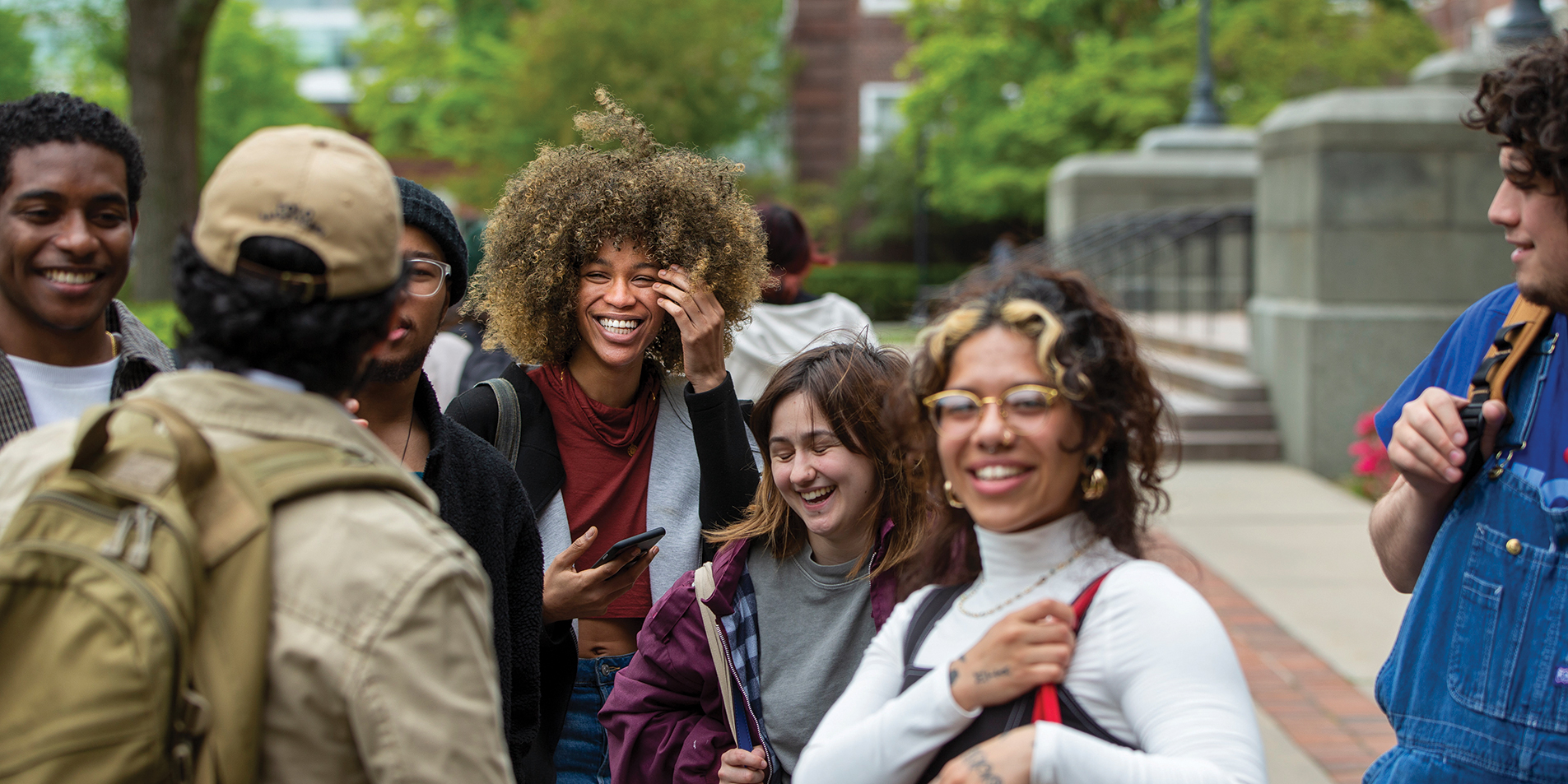students outside laughing