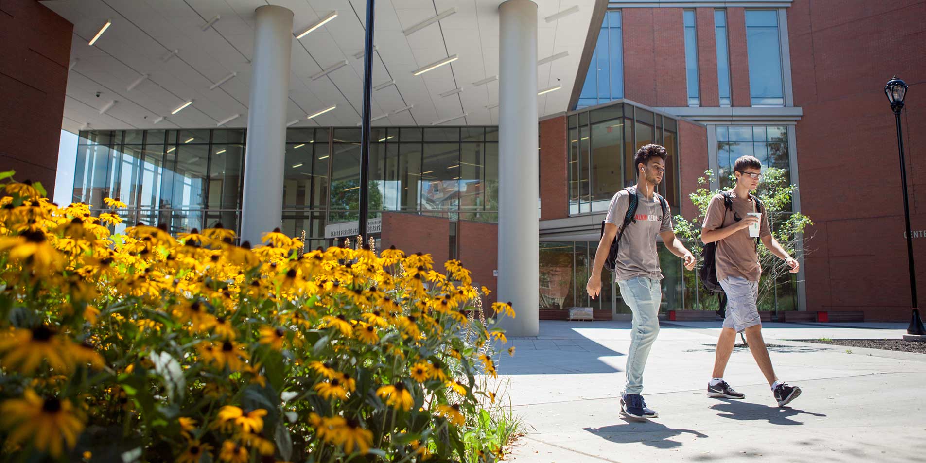 Tow Center Exterior with walking students